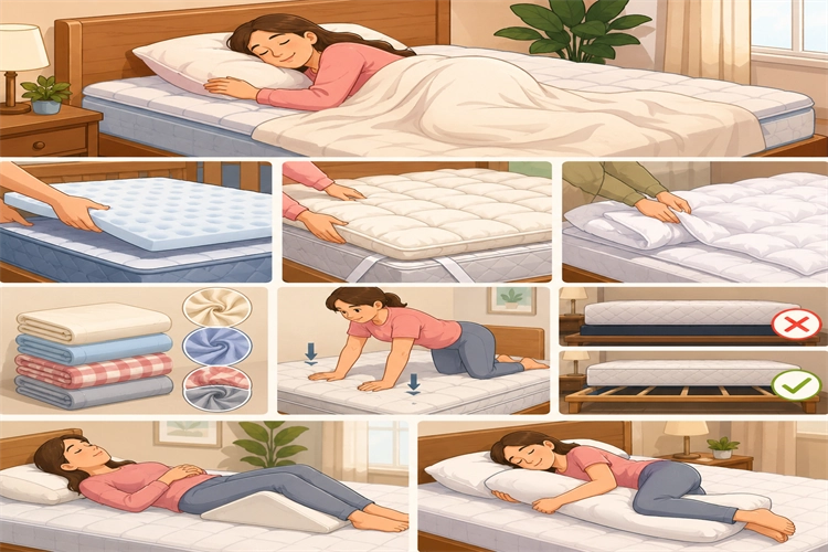 Soft bedding setup for making a firm bed or Folding Sofa Bed more comfortable